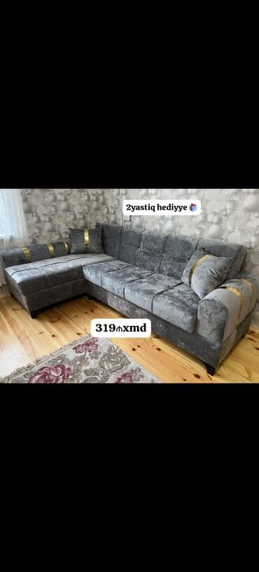 угловые диваны в баку: Угловой диван, Раскладной, Ткань — 11