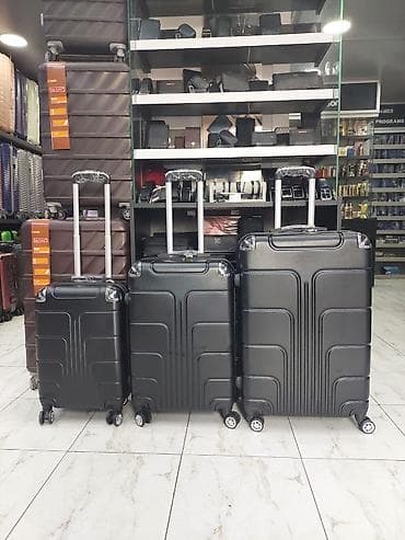 Sərnişinlər üçün 3-lü çamadan dəsti - Rəng: qara - Korpus: sərt və