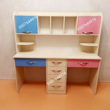 Düz masa, Stulsuz, Polkalı, Siyirməli, Azərbaycan, Sadə laminat