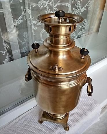 ucuz noutbuklar: Klassik mis samovar – kömür/odunla işləyən • Material: bürünc/mis — 5