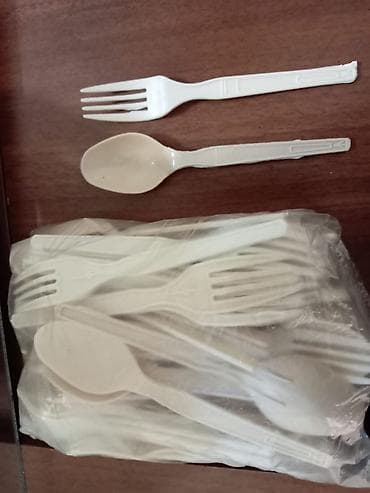 plastık pencere: Birdəfəlik plastik qaşıq və çəngəl dəsti - Rəng: ağ - Material — 2