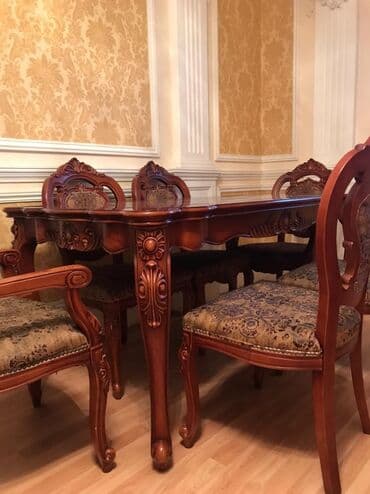 mətbəx ucun stol stullar: Malaziya istehsali 6 oturacag 1 masa klassik,ideal veziyetdedi.tecili — 1