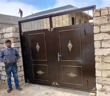 жер тошок: Железо Дворовые ворота, Распашные, 3 м, Механические, С дверью, цвет - Голубой, Нет кредита, Платная установка, Платная доставка — 62