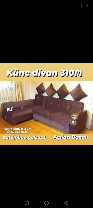 kunc divan modelleri 2020: Künc divan, Açılan, Bazalı, Parça, Şəhərdaxili pulsuz çatdırılma — 6