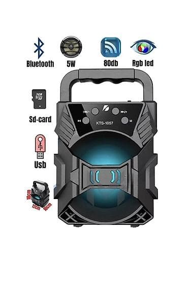 ses ucaldan: KTS-1057 portativ Bluetooth akustik kolon - Güc: 5W - Səs səviyyəsi — 2