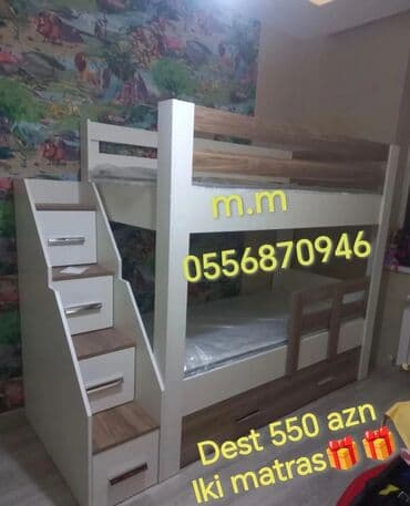 demir nerdivan: Oğlan və qız üçün, Yeni, Çarpayı, Matras ilə, Siyirməli, Laminat — 23