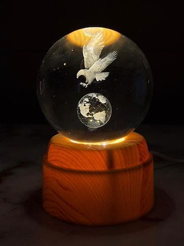 3D lazer oyma işıqlı şüşə kürə fırlanan Qiymət : 23 AZN🤩 - Şəffaf — 6