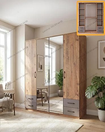Ev üçün mebel: 4 Qapılı Dolab Standart ölçülü otaqlar üçün funksional və estetik — 1