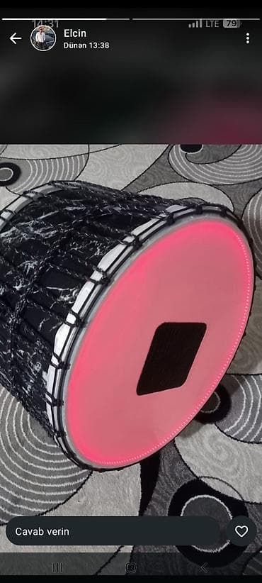 LED işıqlı nağara - Korpus: qara-mermər naxışlı, iplə dartma