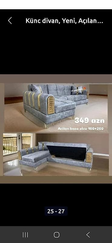 Künc divan, Yeni, Açılan, Bazalı, Parça, Şəhərdaxili pulsuz çatdırılma