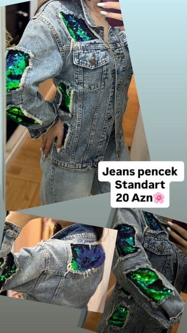 ketan pencekler: Jeans pencək – standart ölçü. - Model: klassik denim pencək - Dizayn — 1