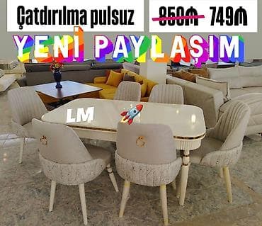 stol dəsti: Qonaq otağı üçün, Yeni, Açılmayan, Oval masa, 6 stul — 1