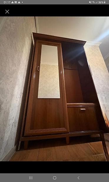 şifaner: İşlənmiş, 1 qapı, Güzgülü, Qəhvəyi, Digər material, Kupe, Düz dolab — 2