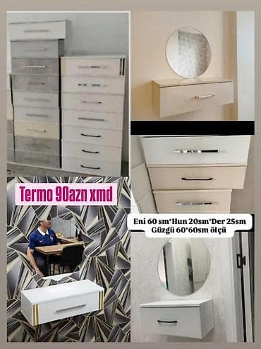 Termo divar asma konsol və güzgü dəsti - Material: termo örtüklü