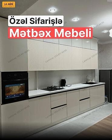 Özəl sifarişlə mətbəx mebeli - Minimalist və müasir dizayn: açıq-bej — 1