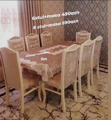 kirayə stol stul: Для кухни, Новый, Нераскладной, Прямоугольный стол, 4 стула — 10