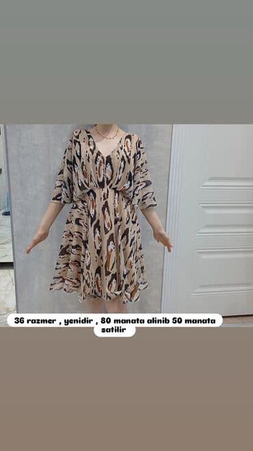 женское платье с воланом: Qadın geyimləri – müxtəlif modellər və ölçülər 1) Qara midi don - — 2