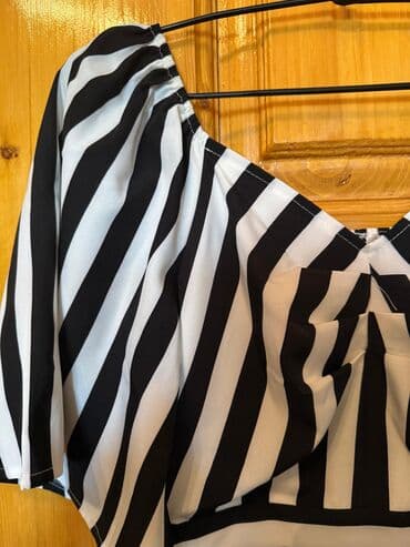 Коктейльные платья: Qara-ağ zolaqlı maxi don - Dizayn: Kontrast qara-ağ zolaqlı naxış — 3