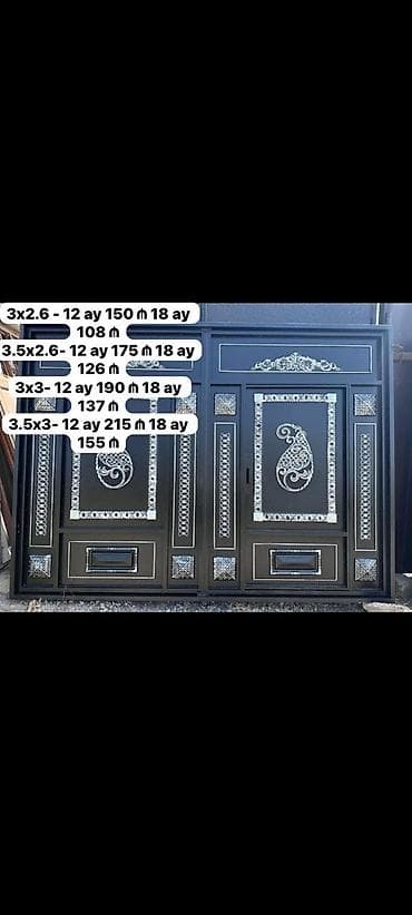 bord: Dəmir həyət qapıları – dekorativ naxışlı, üst hissəsi barmaqlıqla — 8
