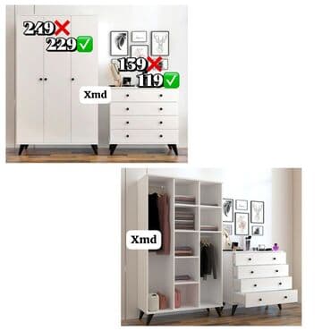 белая мебель в спальне: Односпальная кровать, Шкаф — 1