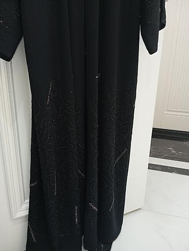 Hicab: **Elegant Black Studded Abaya** - **Color:** Jet Black - — 4