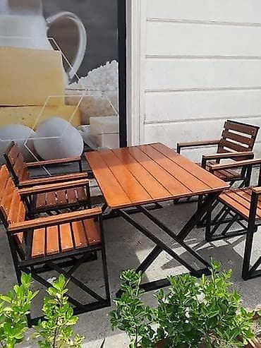 apşipka taxta: Açıq havaya uyğun masa və stul dəsti - Komplekt: 1 ədəd düzbucaqlı — 1