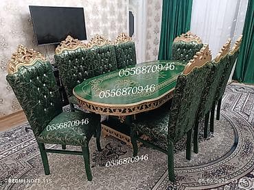 Qonaq otağı üçün, Yeni, Açılmayan, Oval masa, 6 stul