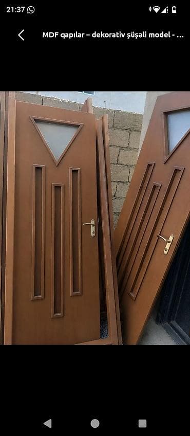 plastik qapi pencere sirketleri: MDF qapılar – dekorativ şüşəli model - Material: yüksək sıxlıqlı MDF — 1