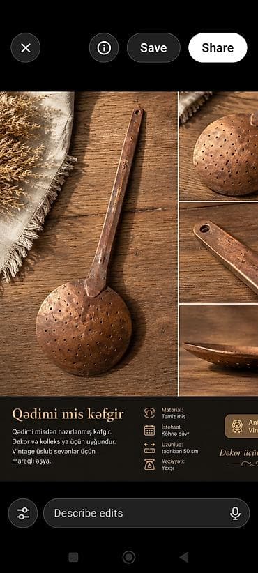 mis samavar: Qədimi mis kəfgir - Material: təmiz mis - İstehsal dövrü: köhnə dövr — 1