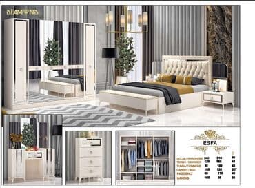 угловая тумба: Двуспальная кровать, 2 тумбы, Турция, Новый — 1