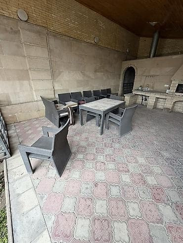 bağ üçün stol: Dördbucaq masa, 8 stul, Açılmayan, Stullar ilə, Plastik — 1