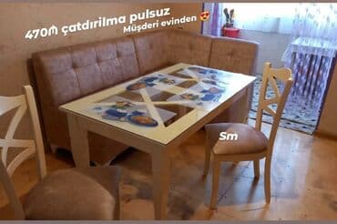 metbex ucun divan: ✔️Sifarişlə✔️ *✔️Kuxna üçün dest 1 masa 2 stul künc divan dəsti✨✨* ✔️ — 1