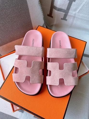 canavar dərisi: Hermès qadın slayd sandal - Model: Hermès “H” kəsimli iki zolaqlı — 2