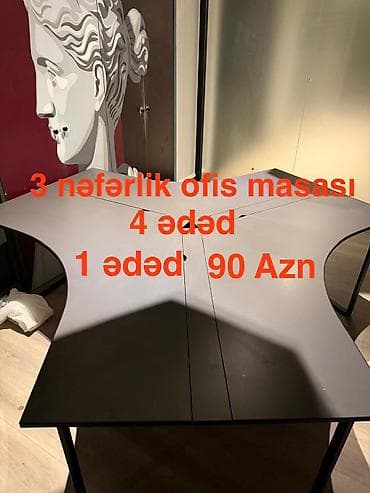 ((7877))*Asya* Qiymet. ((Biri))90 azn. Ofis masasi. 4 eded var. Heç