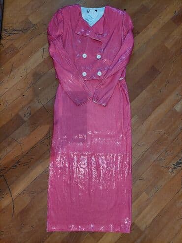 Alt paltarı: Parlaq çəhrayı iki hissəli dəst – paltar və qısa jaket - Brend: DABLY — 1