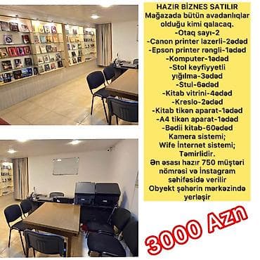 Hazır biznes – kitab və çap xidmətləri üçün tam təchiz olunmuş obyekt lalafo.az -da Hazır biznes – kitab və çap xidmətləri üçün tam təchiz olunmuş obyekt