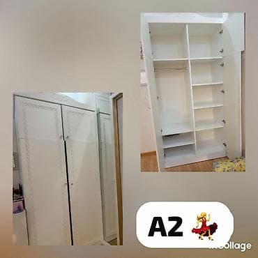 dolab paltar: İşlənmiş, 2 qapılı, Ağ, Açılan, Düz dolab — 1