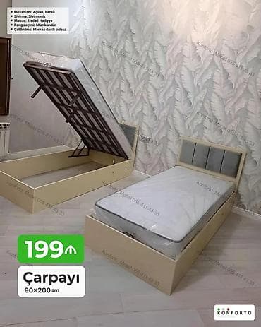 Çarpayı – 90×200 sm - Mexanizm: Açılan, bazalı (qaldırılan üst hissə — 1