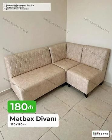 Künc divan, Mətbəx üçün, Parça, Açılan