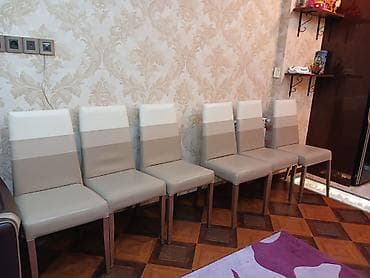 ev qapilari 2021: Yemək otağı üçün dəst: 6 ədəd stul + 1 ədəd divan + 1 ədəd pouf - — 2