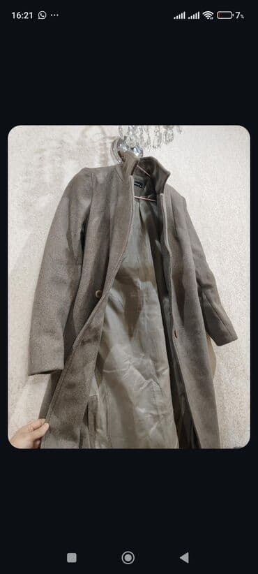 женские длинные кофты: Qadın uzun palto - Rəng: boz/soyuq qəhvəyi - Model: düz kəsim — 3