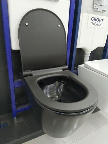 Divar tipli asma tualet – mat qara rəng - Müasir minimalist dizayn