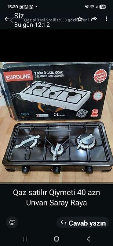EUROLINE stolüstü qaz plitəsi – 3 gözlü - Modell: Euroline 3 Burner — 1