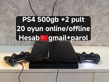 plesdeşn: Sony PS4 500gb ideal, zavod plombu üzərində, 2 pult, 8 oyun(şəkillərə — 1