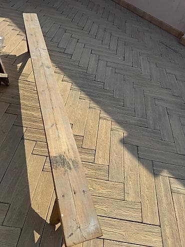 blyard stolu: Taxta uzun skamyalar və böyük taxta masa dəsti - Material: təbii — 4