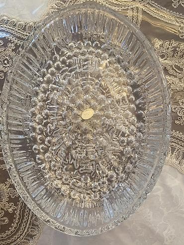 xrusta: Boqema esil xrustal Şüşə meyvə/şirniyyat qabı – oval forma - — 1