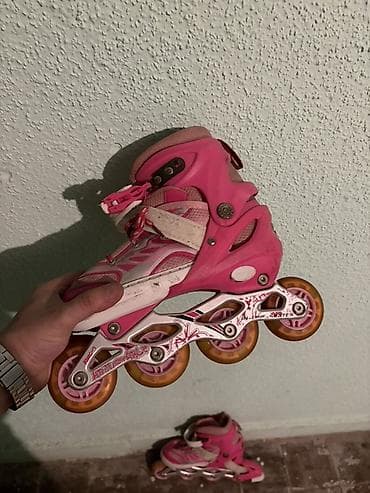 Uşaq üçün təkərli konki (inline skates) – çəhrayı rəngdə - Növ: 4