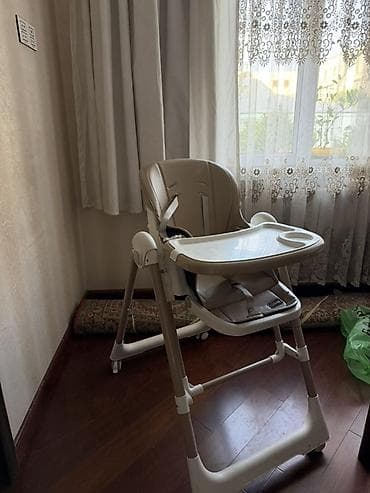 deri plas: BURBAY FİRMASININ Uşaq yemək stulu – bej rəng, plastik və metal — 3