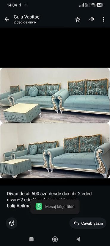 gul: Divan desdi 600 azn.desde daxildir 2 eded divan+2 eded kreslo+jurlni+7 — 1
