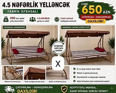 4.5 nəfərlik yelləncək – fabrik istehsalı - 4.5 nəfərlik geniş və